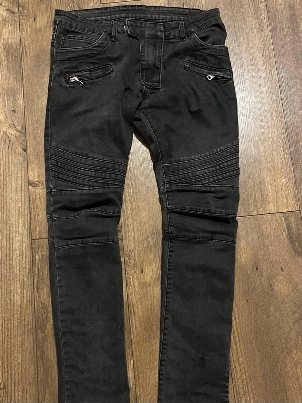 Balmain Black Skinny Moto Jeans